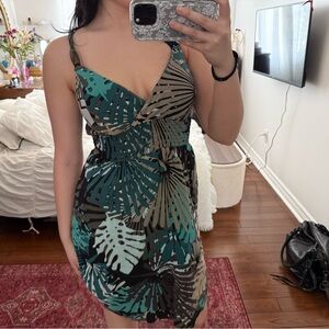 Vintage Dynamite Tropical Leaf Print Mini Dress